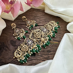 Vriksham Premium Lakshmi High Neck Choker-Red Green White-Green Bead-Pearl-G15796