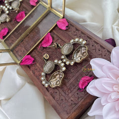 Vriksham Black Polish Tiger Face Sabyasachi Inspired Earring-Mossanite-G18230