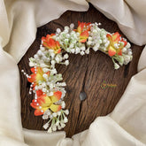 Vriksham Yellow Orange & White Floral Veni with Beads-Flower Accessory-H883