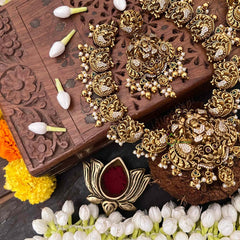 Vriksham Elegant Lakshmi With Peacock Feather Temple Short Neckpiece-G21503