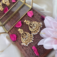 Vriksham Chandbali Style Red Green Earring-Pearls-G18205