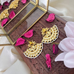 Vriksham Dual Peacock Chandbali Style Earring-Red White-G18226