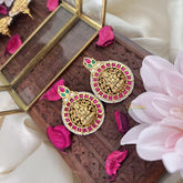 Vriksham Exquisite Stud Style Lakshmi Earring-Red Green-G18231