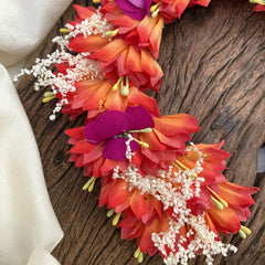 Vriksham Orange And Pink Veni with Beads-Flower Accessory-H881