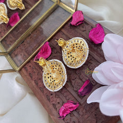 Vriksham Exquisite Stud Style Lakshmi Earring-Red Green-G18231