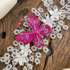 Vriksham Crystal Pearls Butterfly Bun Juda Bridal Brooch for Hairstyle-H884