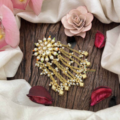 Vriksham Floral Design Multicolor Bead Jada Billai- White-Pearls Line Drop-G21022