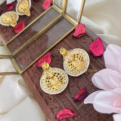 Vriksham Exquisite Stud Style Lakshmi Earring-Red White-G18232