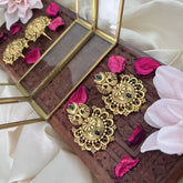 Vriksham Elegant Gold Look Alike Dual Peacock Earring-Red Green-G18240