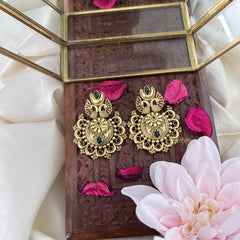 Vriksham Elegant Gold Look Alike Dual Peacock Earring-Red Green-G18240