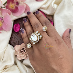 Vriksham Elegant Double Center Oval Mossanite Stone Finger Ring-VV2000