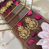 Vriksham Elegant Gold Look Alike Dual Peacock Earring-Red-G18241