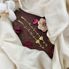 Vriksham Lotus Single Strand Kundan Jadau Pearl Maatil-Red Green-J3054