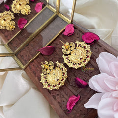 Vriksham Elegant Gold Look Alike Dual Peacock Earring-Red-G18241