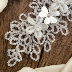 Vriksham Exquisite White Beaded Bun Juda Bridal Brooch for Hairstyle-H904