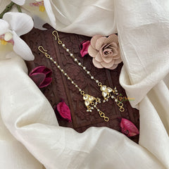 Vriksham Antique Single Strand Kundan Jadau Pearl Maatil-White-J3064