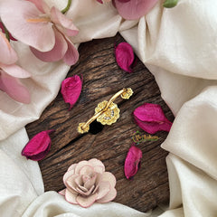 Vriksham Gold Look Alike Floral Dual Finger Ring- White-G20076