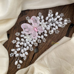 Vriksham Crystal White Bead With Butterfly Bridal Hair Accessories-H896