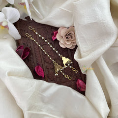 Vriksham Antique Single Strand Kundan Jadau Pearl Maatil-White-J3064