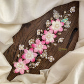 Vriksham Off White with Light Pink Floral Bridal Hair Accessories-H926