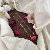 Vriksham Small Lotus Single Strand Kundan Jadau Pearl Maatil-Blue Green-J3052