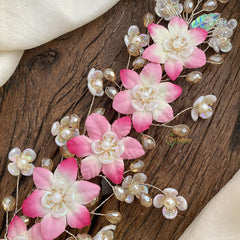 Vriksham Off White with Light Pink Floral Bridal Hair Accessories-H926