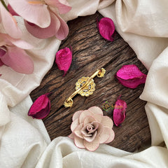 Vriksham Gold Look Alike Floral Dual Finger Ring-Green & Red-G20078