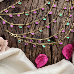 Vriksham Leaf Style Red & Green Stone 3 Layered Strand Maatil-G21021