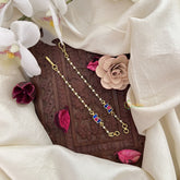 Vriksham Small Lotus Single Strand Kundan Jadau Pearl Maatil-Red Blue-J3050