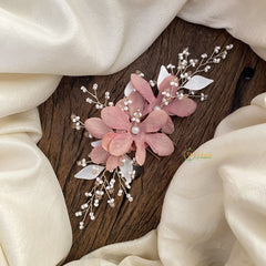 Vriksham Fancy Peach Floral Bun Juda Bridal Brooch for Hairstyle-H903