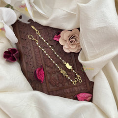 Vriksham Small Lotus Single Strand Kundan Jadau Pearl Maatil-Red Blue-J3050