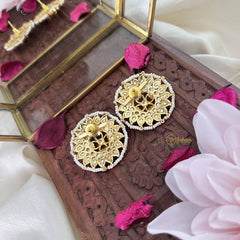 Vriksham Antique Floral Stud Earring-White Green-G18234