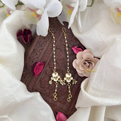 Vriksham Floral Single Strand Kundan Jadau Pearl Maatil-White-J3060