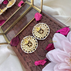 Vriksham Antique Floral Stud Earring-Red Green-G18233