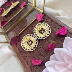 Vriksham Antique Floral Stud Earring-Green Red-G18237