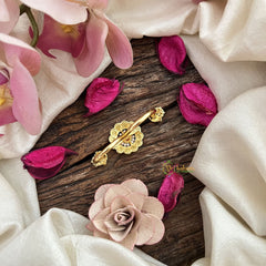 Vriksham Gold Look Alike Floral Dual Finger Ring-Coral & White-G20074