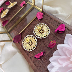 Vriksham Antique Floral Stud Earring-White-G18235