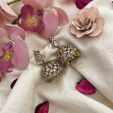 Vriksham Designer Sparkle Diamond Gold look Dome Jhumka Earrings-Stone Drop-G20802