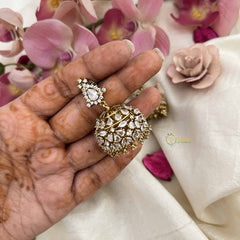 Vriksham Designer Sparkle Diamond Gold look Dome Jhumka Earrings-Stone Drop-G20802