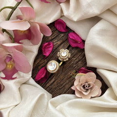 Vriksham Floral & Round Shape Mossanite Stone Finger Ring-VV1994