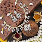 Vriksham Elegant Dual Peacock Gook Touch With Manga Hasli Choker Neckpiece-Green-G21511