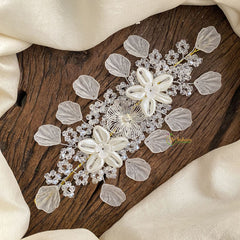 Vriksham Exquisite White Beaded With Shell Bun Juda Bridal Brooch for Hairstyle-H905