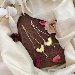 Vriksham Peacock Single Strand Kundan Jadau Pearl Maatil-Red Green-J3053