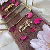 Vriksham Lotus Stud Earring-Red Green & White-Pearls-G18242