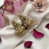 Vriksham Elegant Lakshmi Gold look Dome Jhumka Earrings-Red Green-Pearls-G20801