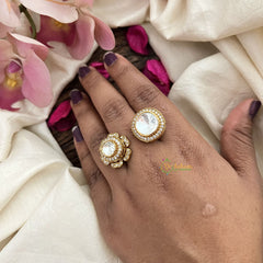 Vriksham Floral & Round Shape Mossanite Stone Finger Ring-VV1994