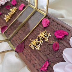 Vriksham Lotus Stud Earring-Red Green & White-Pearls-G18242