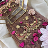 Vriksham Royal Kemp Red Chandbalis-White Pearls-G12021