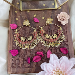 Vriksham Royal Kemp Red Chandbalis-White Pearls-G12021