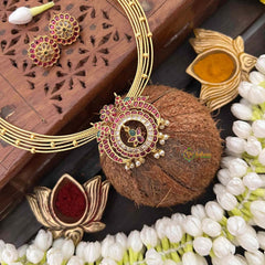 Vriksham Designer peacock & Floral Multi-Layered Gold Chain Hasli Choker Neckpiece-Pearls-G21513